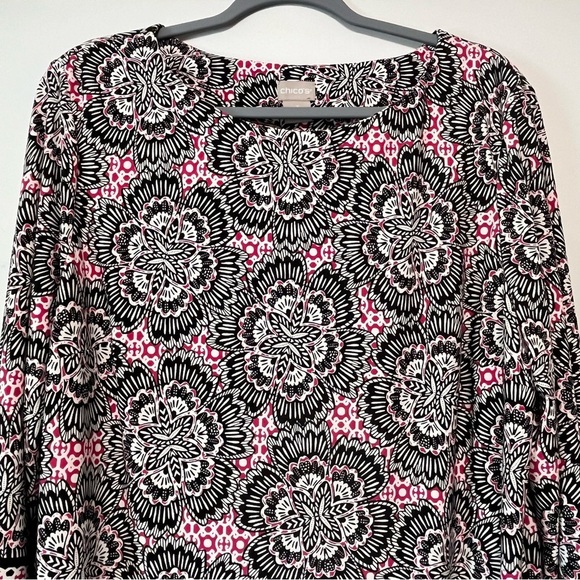 CHICO'S Shift Dress 3 Womens US 16/18 BOHO Paisley Indie‎ Abstract Purple Black - Picture 7 of 12